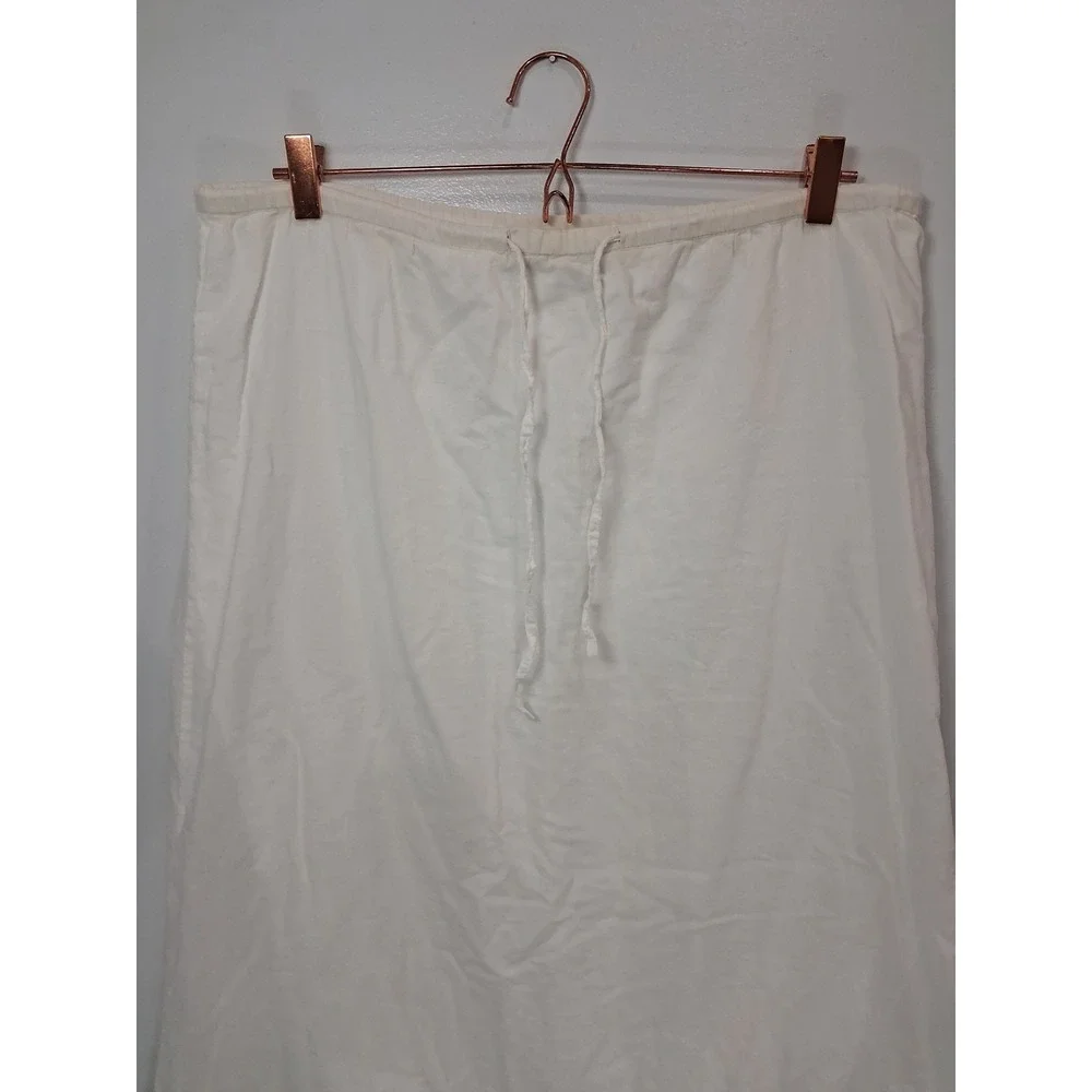 St Johns Bay Womens White 100% Cotton Eyelet Ruffle Midi Skirt Drawstring Large